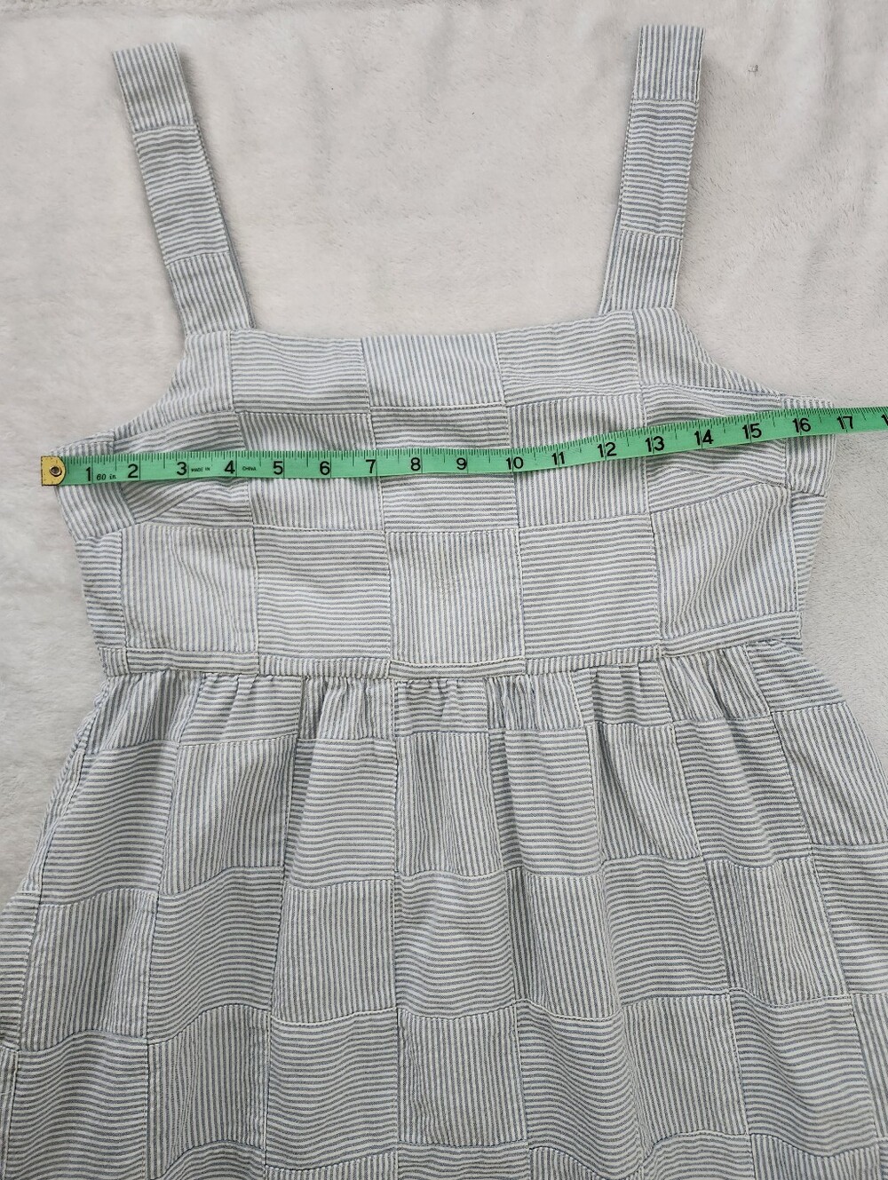 MADEWELL Seersucker Patchwork Tiered Midi Cotton Dress Sz 8 Cottagecore Coastal - Picture 10 of 15